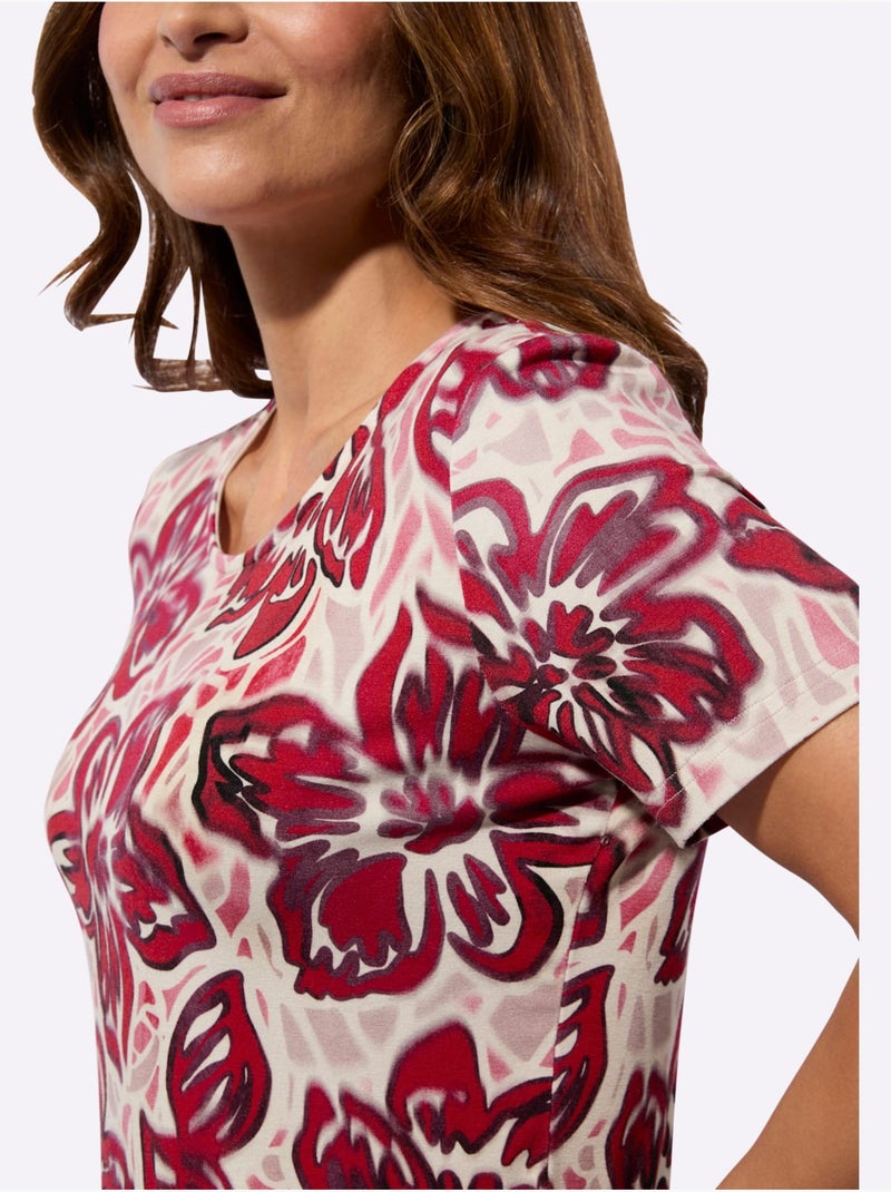 T-shirt à Manches Courtes Viscose - Taille Standard - Witt Bordeaux - Kiabi