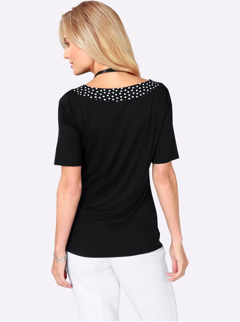 T-shirt à Manches Courtes Viscose - Taille Standard - Witt Noir - Kiabi