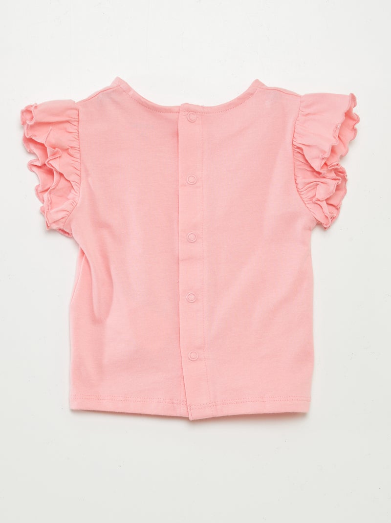 T-shirt à manches courtes volantées ROSE - Kiabi