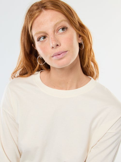 T-shirt à manches longue et col rond - Kiabi