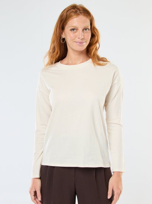 T-shirt à manches longue et col rond - Kiabi