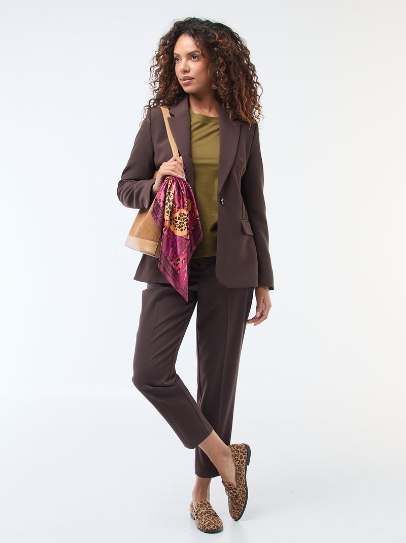 T-shirt à manches longue et col rond Kaki - Kiabi