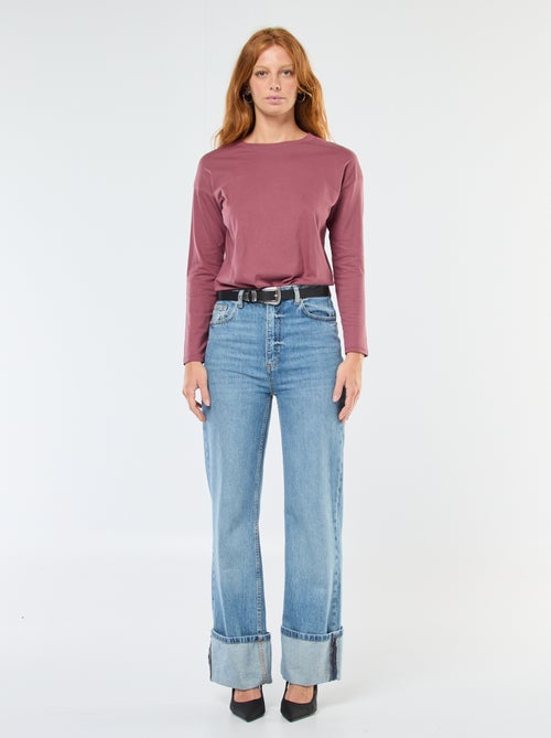 T-shirt à manches longue et col rond - Kiabi