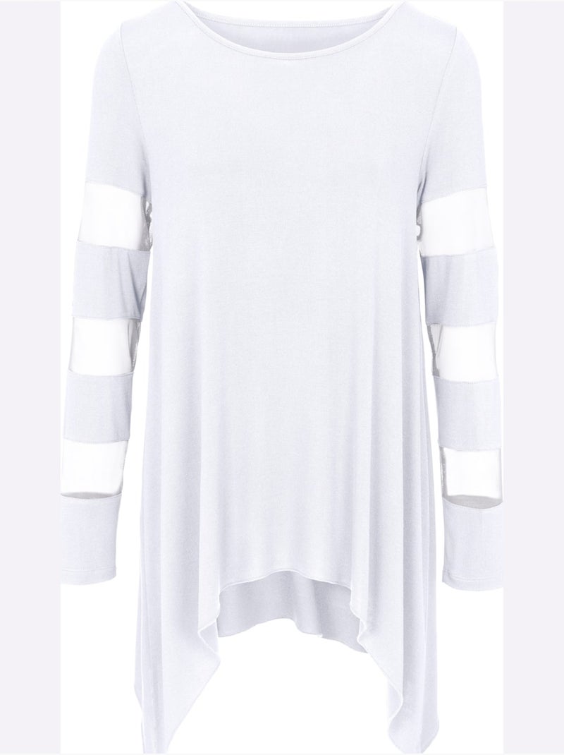 T-shirt à Manches Longues - Taille Standard - Helline Blanc - Kiabi