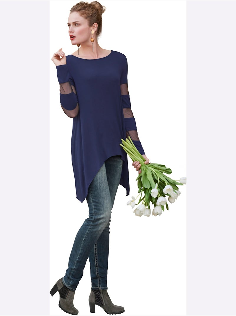 T-shirt à Manches Longues - Taille Standard - Helline Bleu nuit - Kiabi