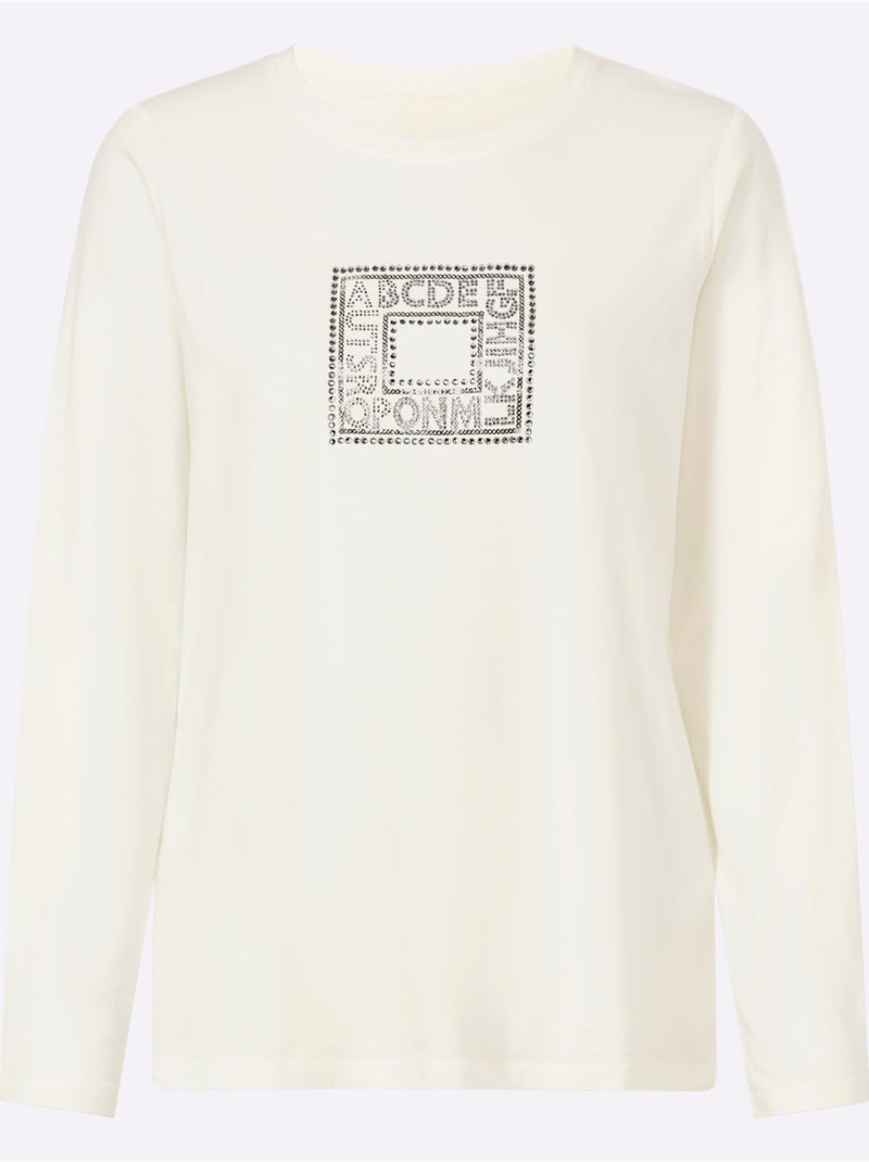 T-shirt à Manches Longues - Taille Standard - Helline Ecru - Kiabi