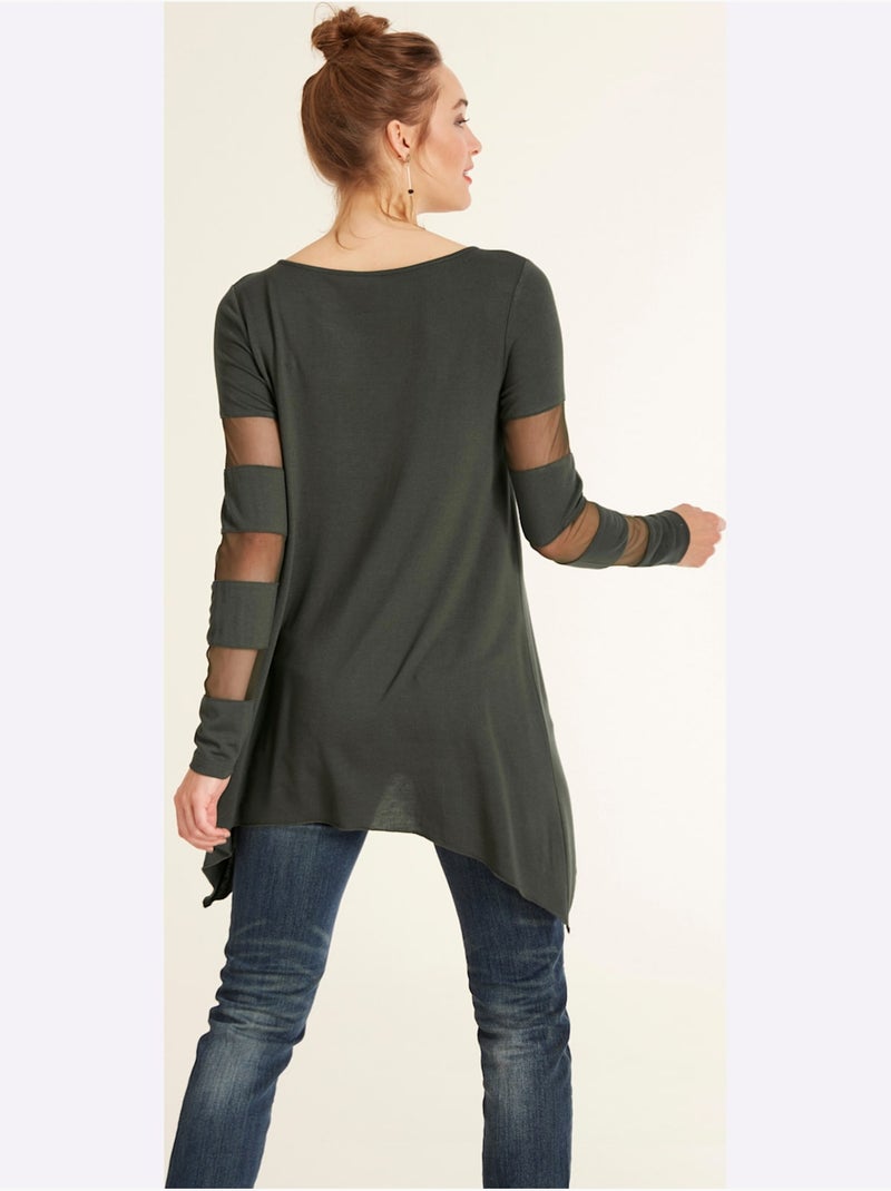 T-shirt à Manches Longues - Taille Standard - Helline Vert - Kiabi