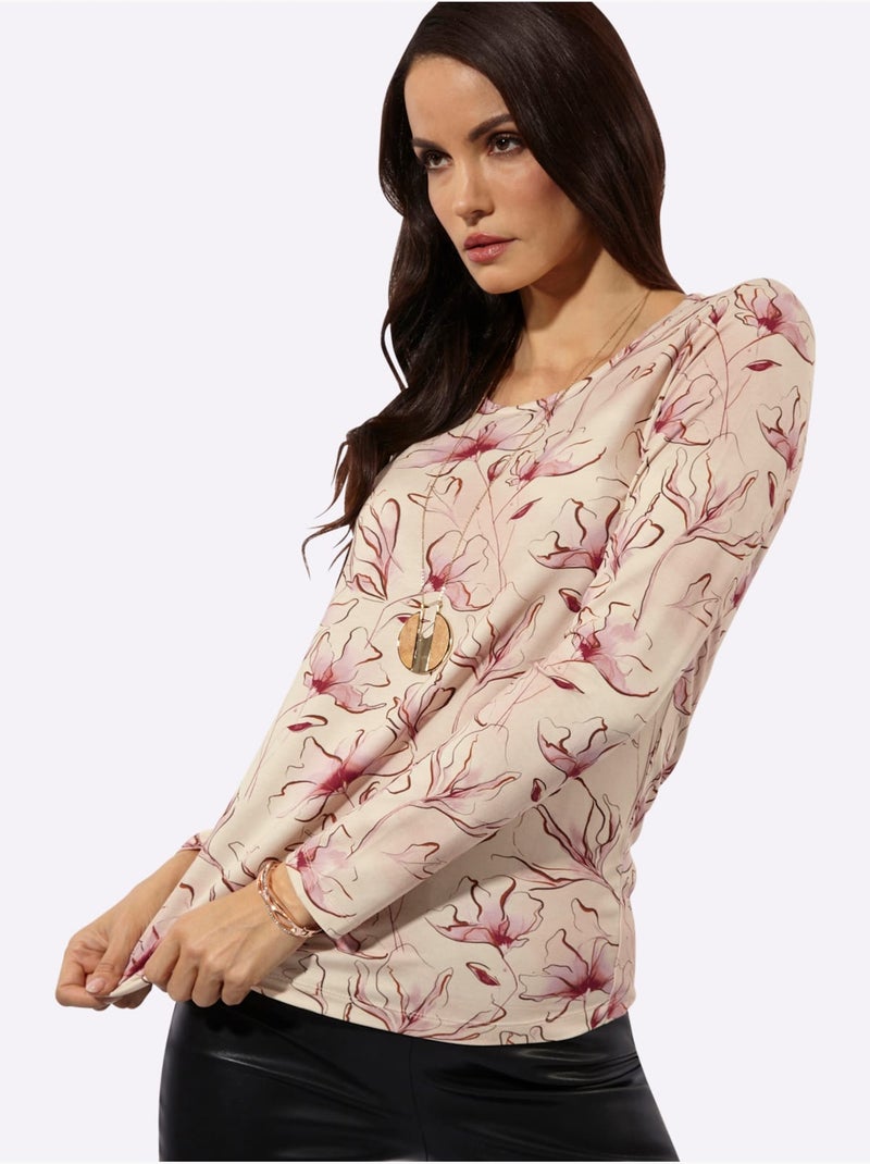 T-shirt à Manches Longues - Taille Standard - Helline Violet/Rouge - Kiabi