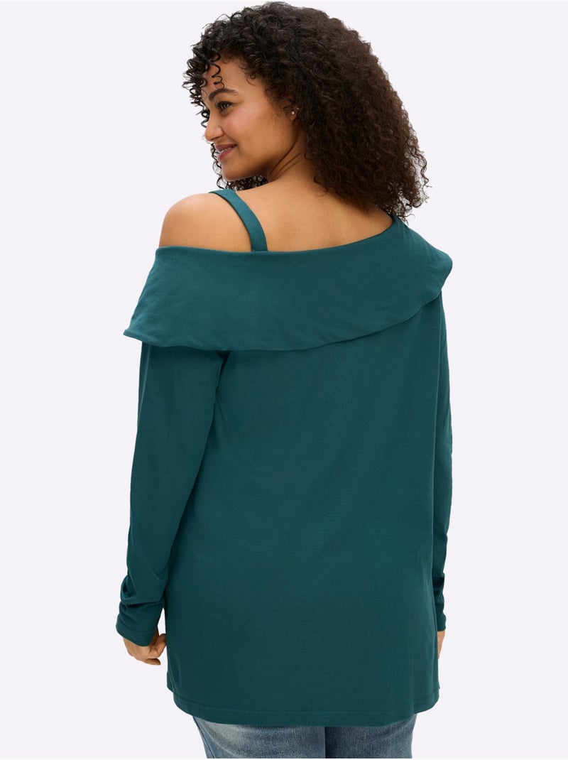 T-shirt à Manches Longues - Taille Standard - Sheego Bleu pétrole - Kiabi