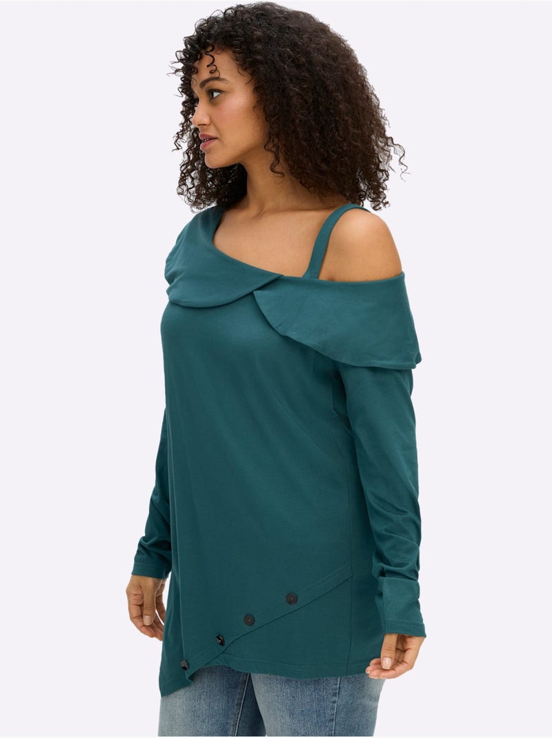 T-shirt à Manches Longues - Taille Standard - Sheego Bleu pétrole - Kiabi