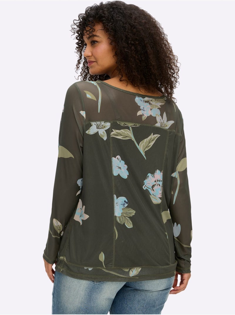 T-shirt à Manches Longues - Taille Standard - Sheego Ecru - Kiabi
