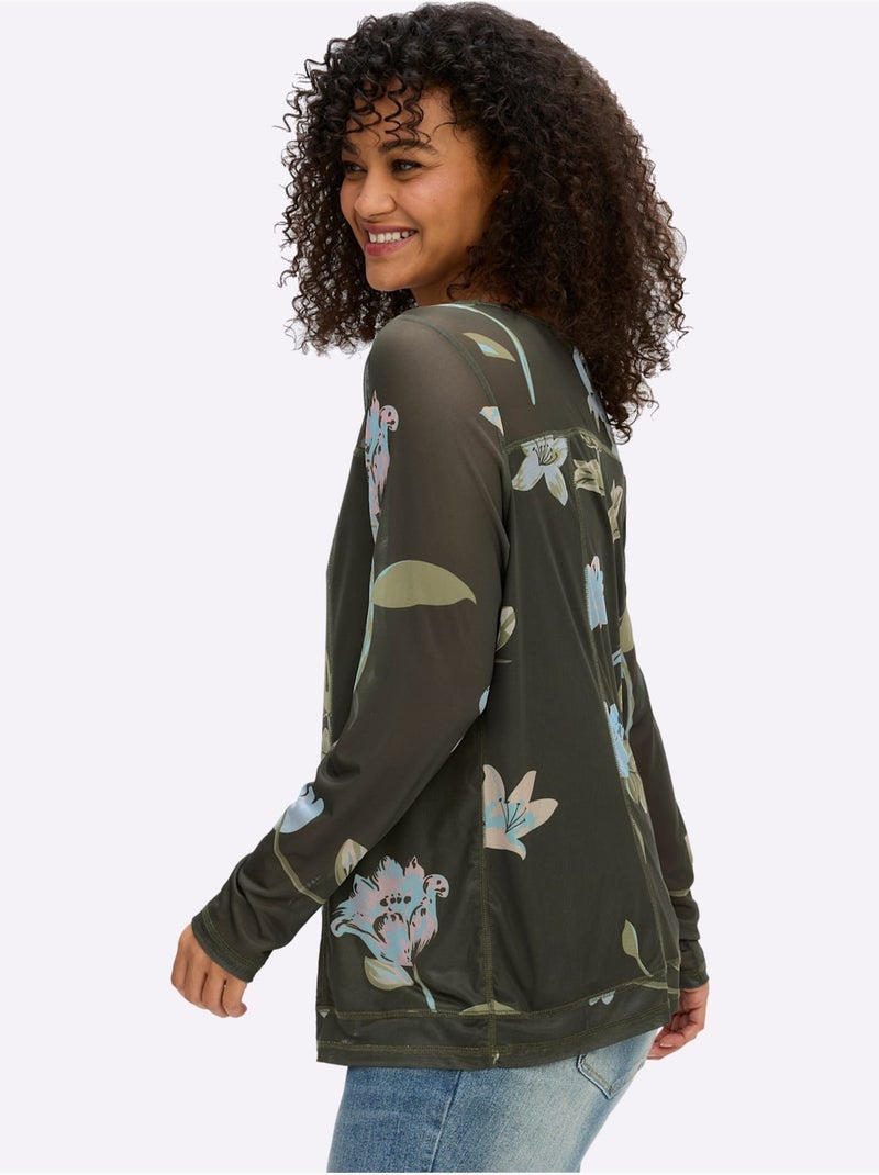 T-shirt à Manches Longues - Taille Standard - Sheego Ecru - Kiabi