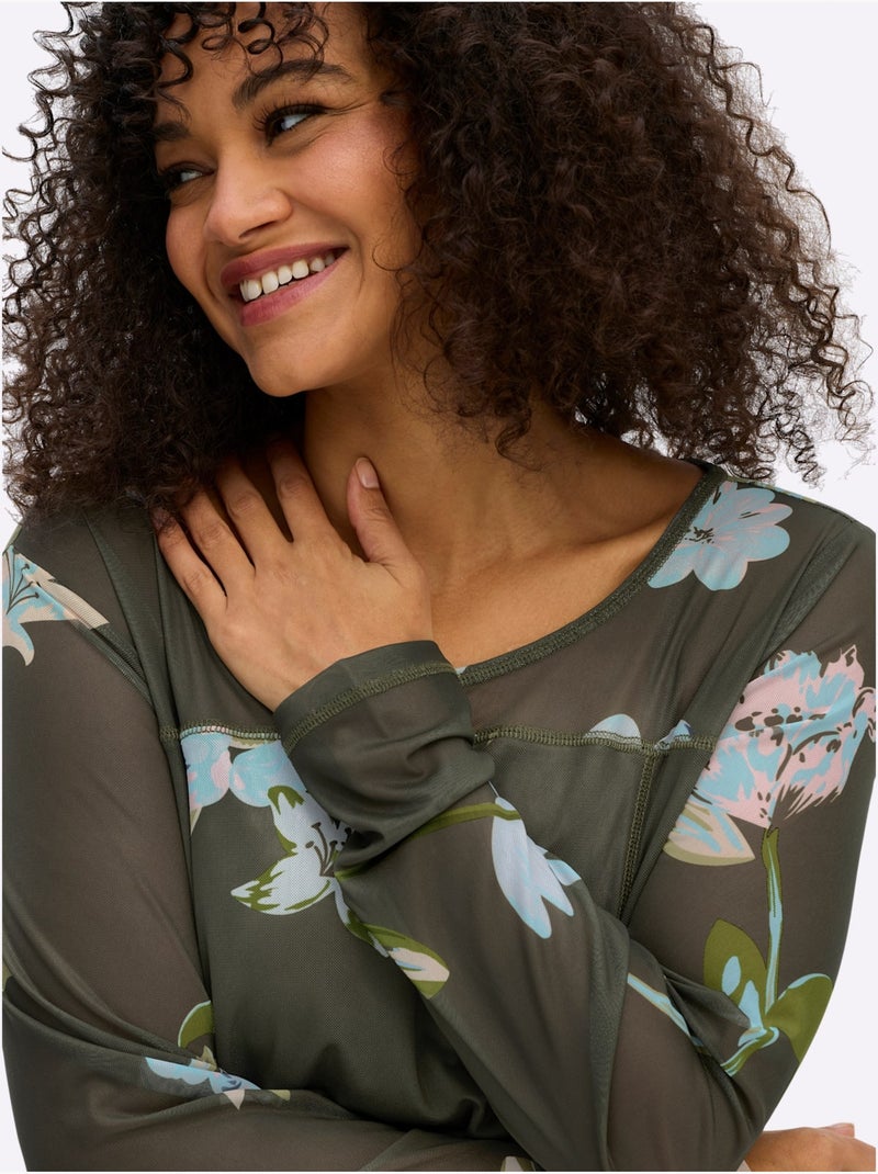 T-shirt à Manches Longues - Taille Standard - Sheego Ecru - Kiabi