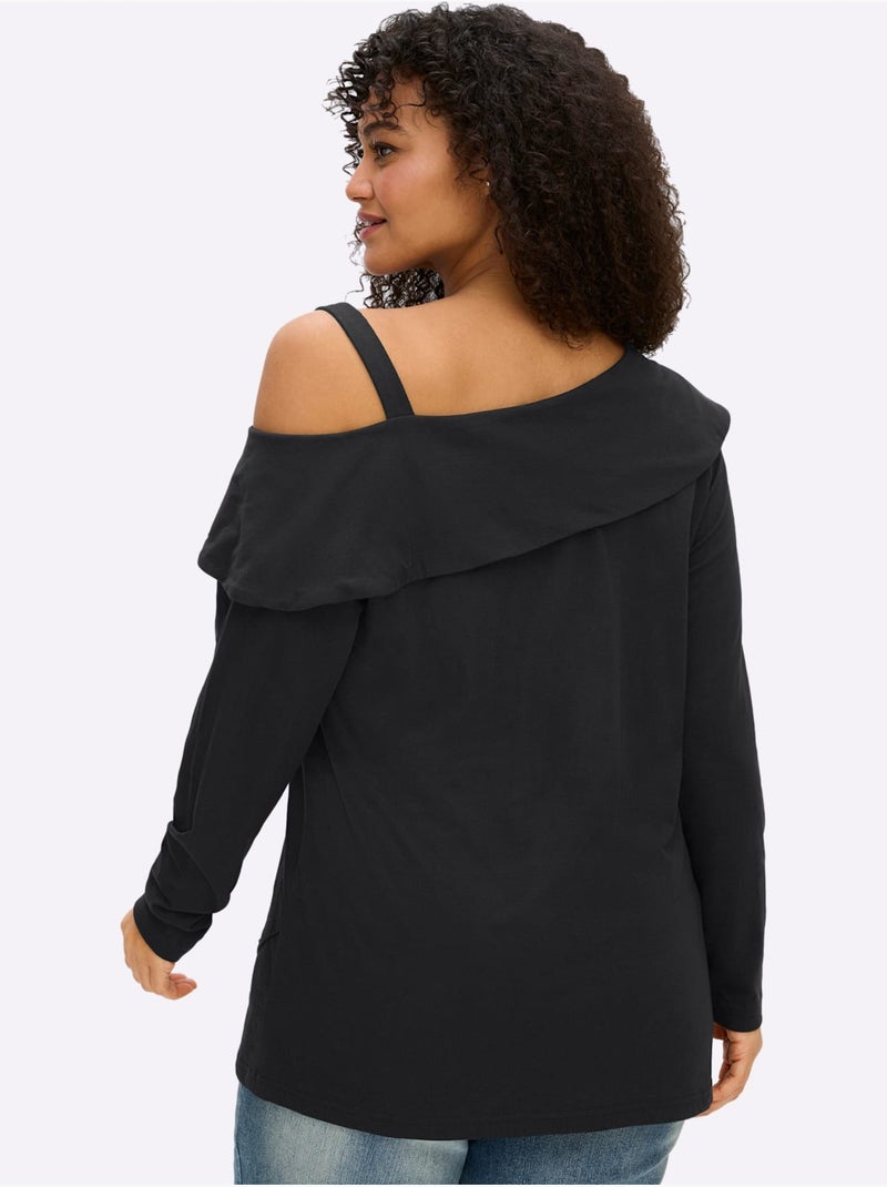 T-shirt à Manches Longues - Taille Standard - Sheego Noir - Kiabi