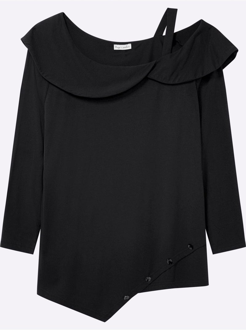 T-shirt à Manches Longues - Taille Standard - Sheego Noir - Kiabi