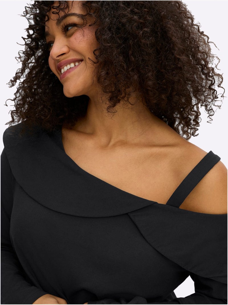 T-shirt à Manches Longues - Taille Standard - Sheego Noir - Kiabi