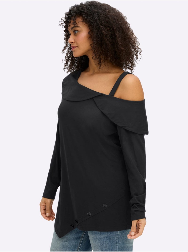 T-shirt à Manches Longues - Taille Standard - Sheego Noir - Kiabi