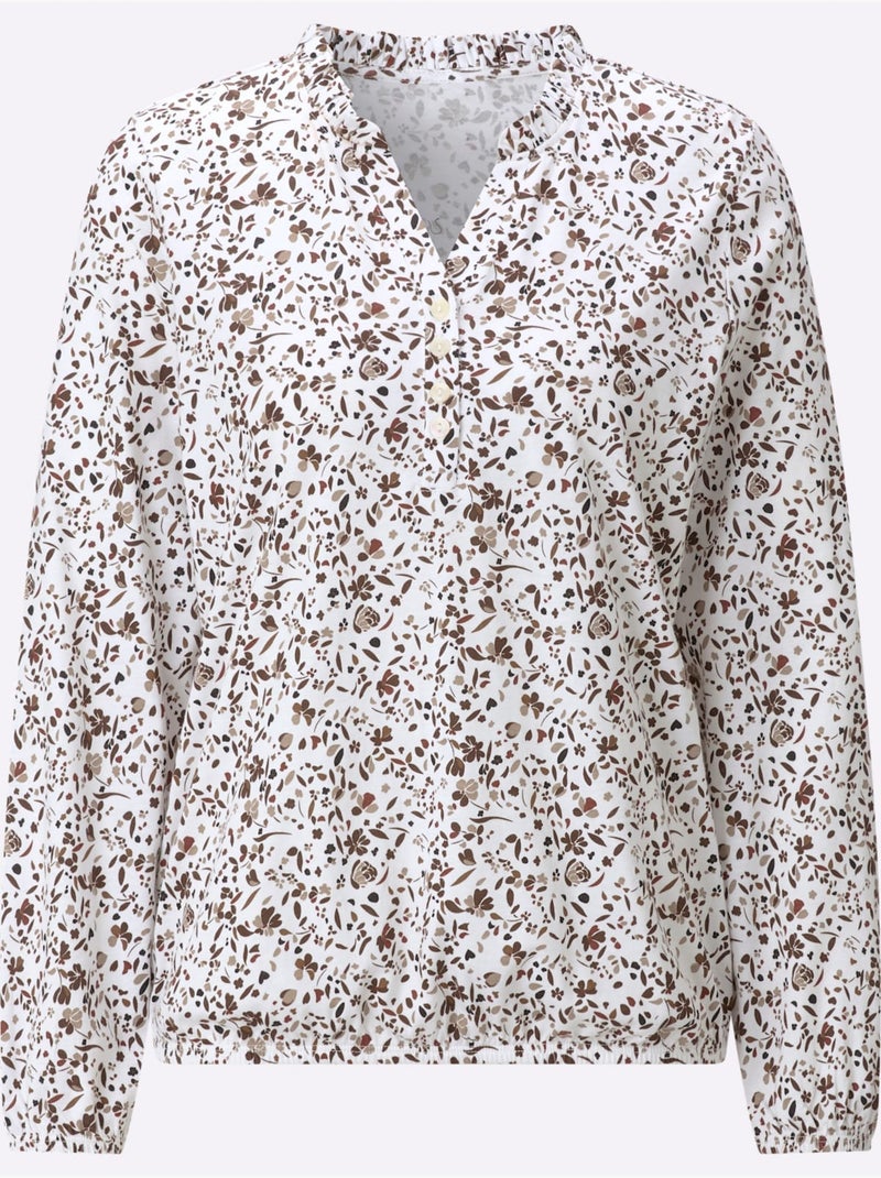 T-shirt à Manches Longues - Taille Standard - Witt Écru/Marron - Kiabi