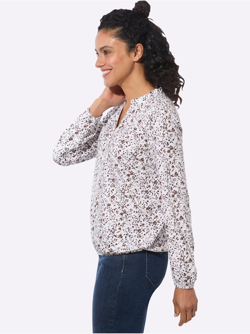 T-shirt à Manches Longues - Taille Standard - Witt Écru/Marron - Kiabi
