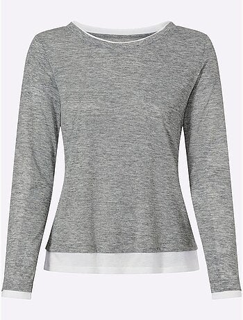 T-shirt à Manches Longues 2 En 1 Look 2 En 1 - Taille Standard - Helline