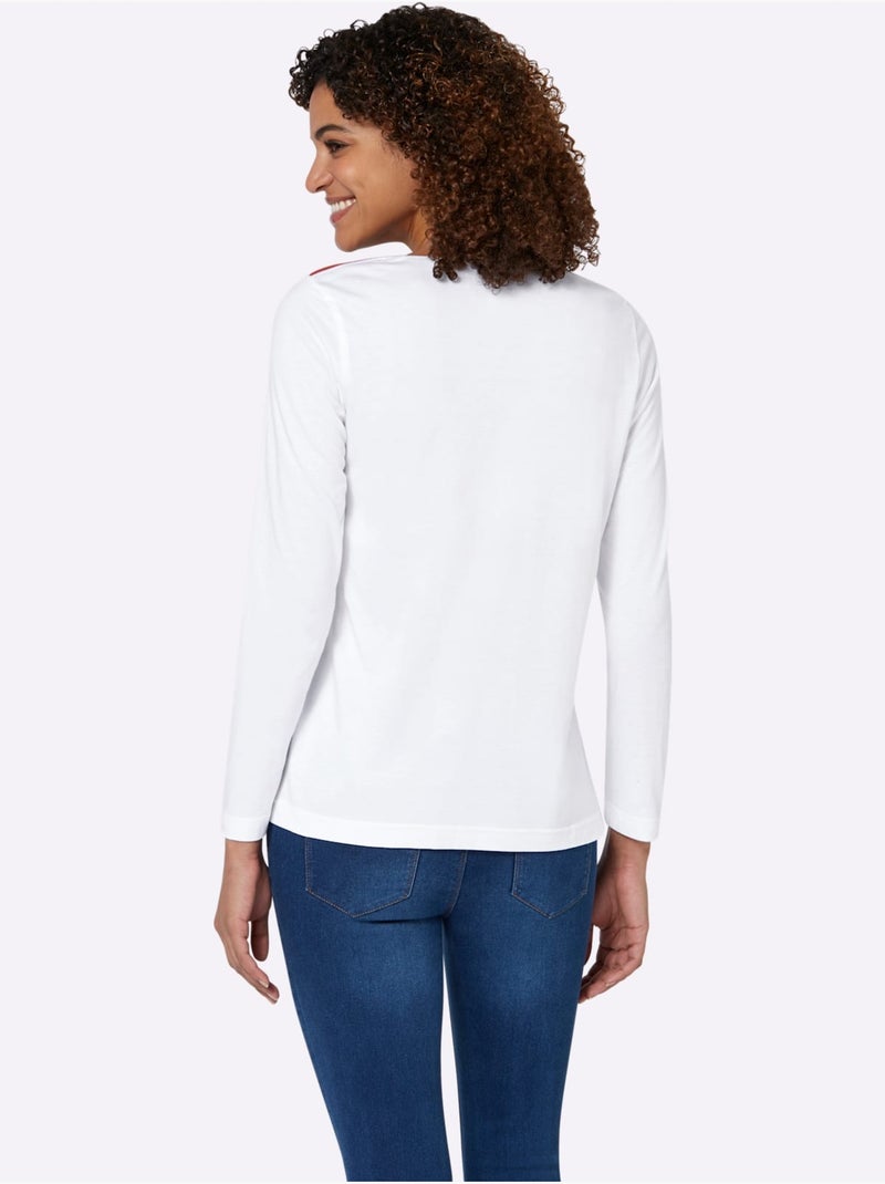 T-shirt à manches longues 50% coton - taille standard - witt Blanc - Kiabi