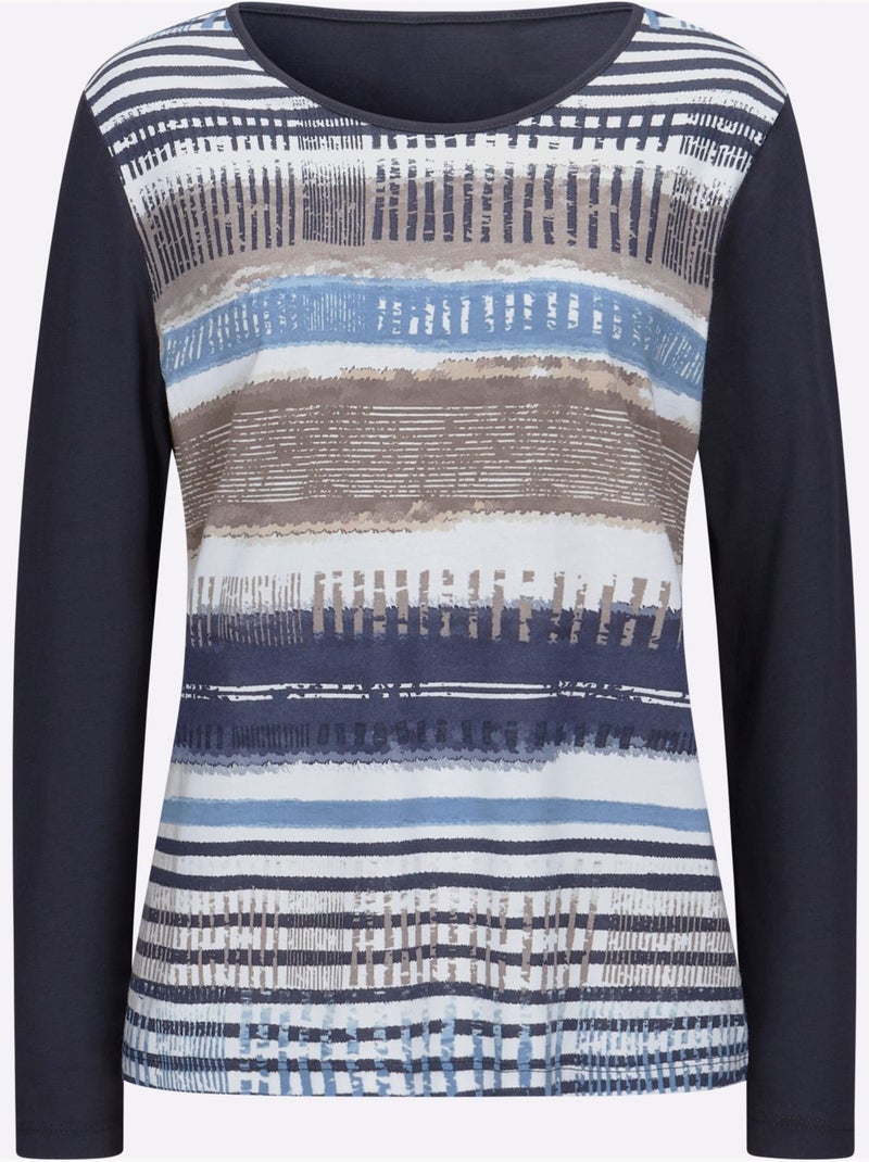T-shirt à manches longues 50% coton - taille standard - witt Bleu Bleu marine - Kiabi