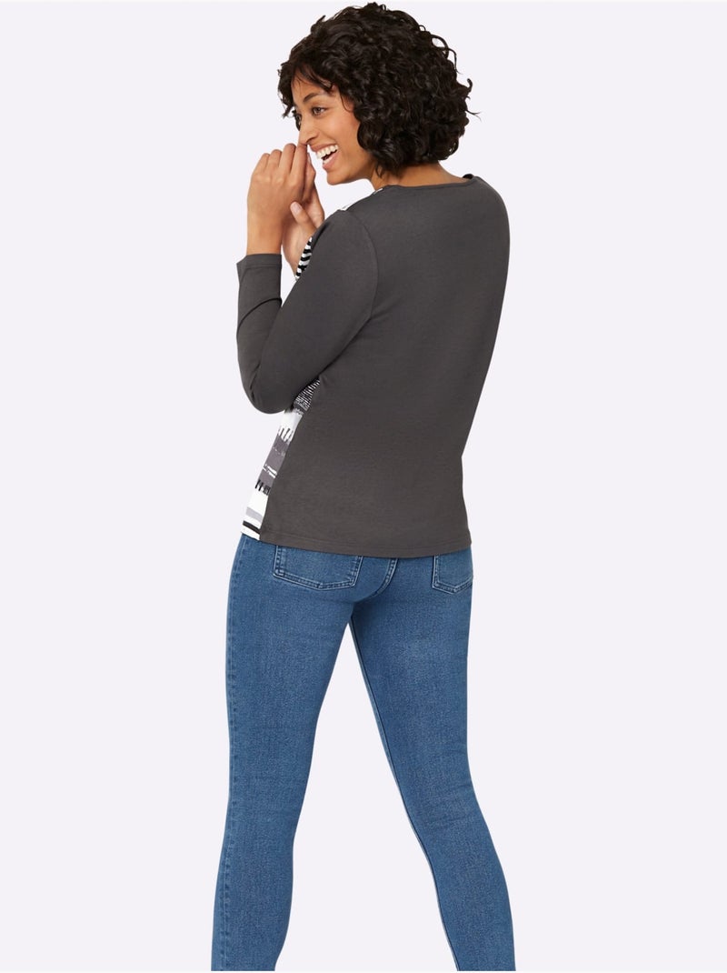 T-shirt à manches longues 50% coton - taille standard - witt Gris foncé - Kiabi