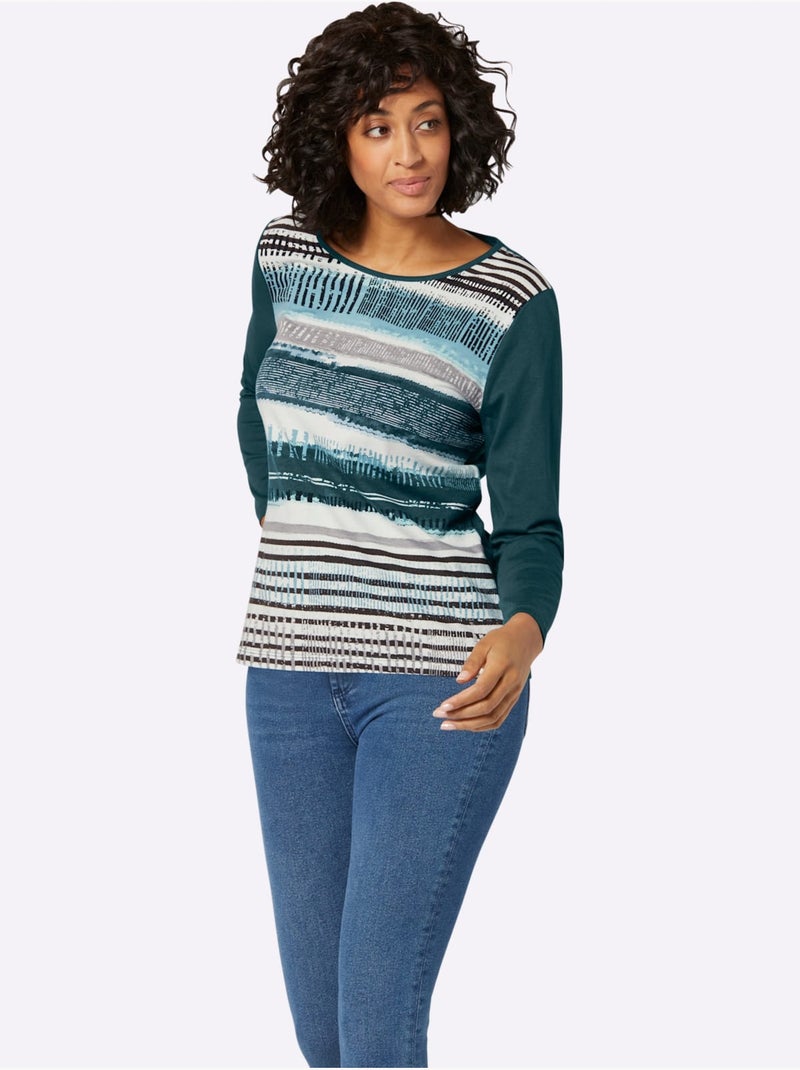 T-shirt à manches longues 50% coton - taille standard - witt Vert sapin - Kiabi