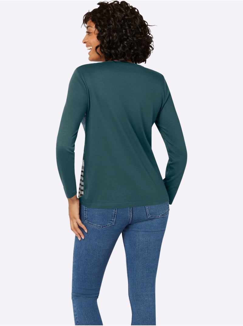 T-shirt à manches longues 50% coton - taille standard - witt Vert sapin - Kiabi