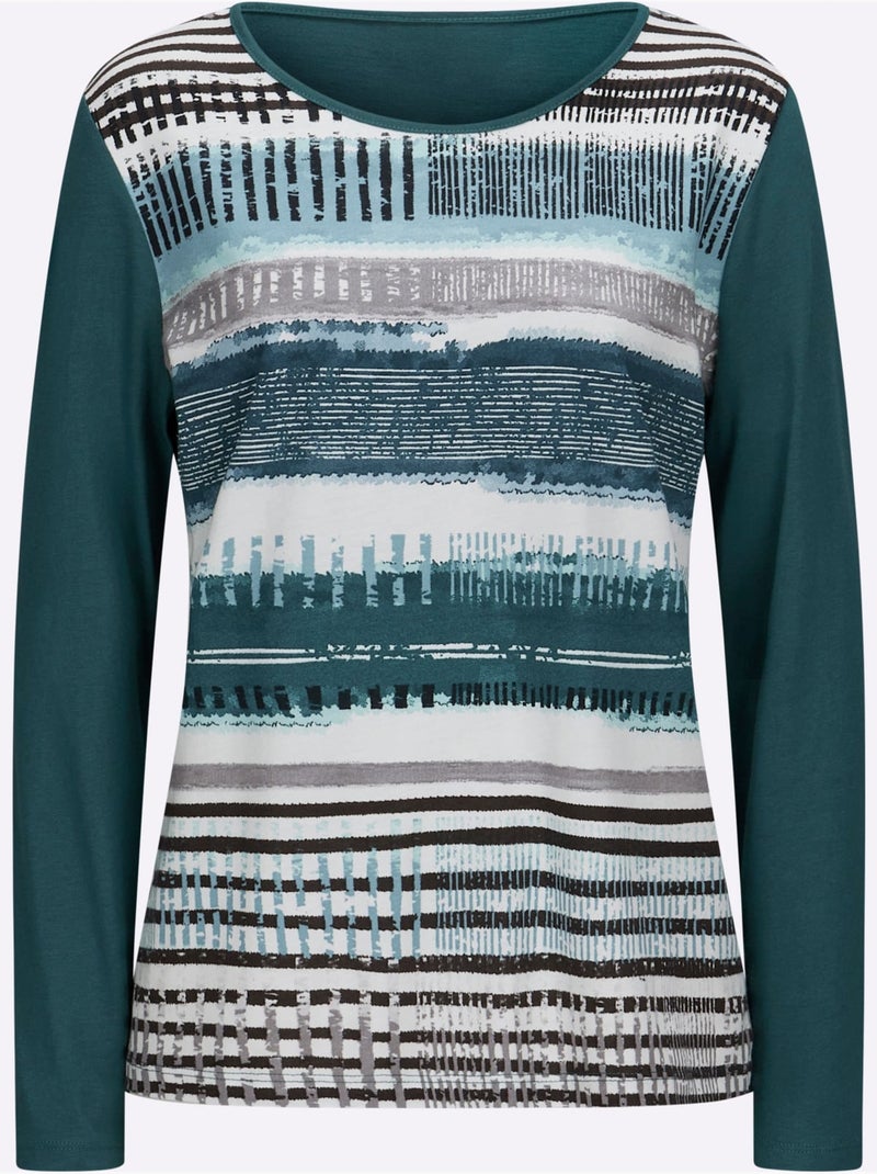 T-shirt à manches longues 50% coton - taille standard - witt Vert sapin - Kiabi