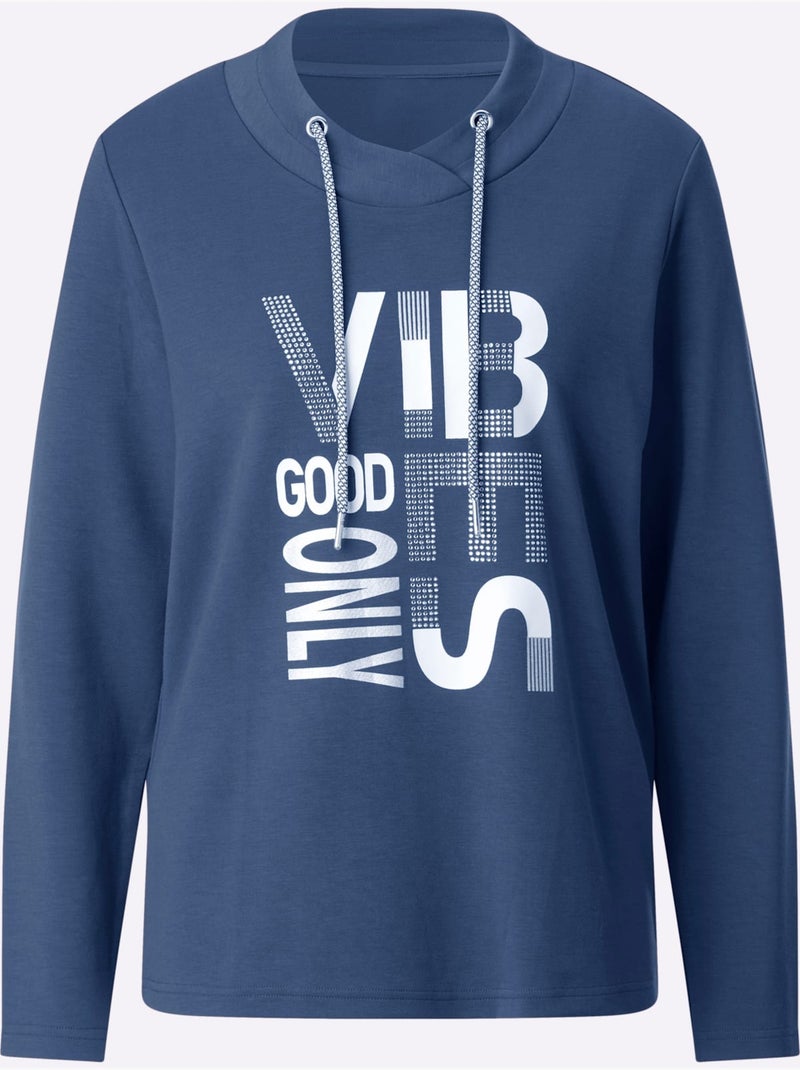 T-shirt à Manches Longues 50% Modal - Taille Standard - Witt Bleu jean - Kiabi