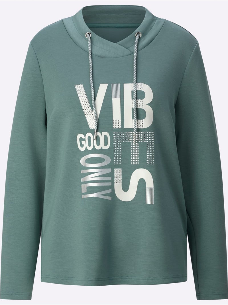T-shirt à Manches Longues 50% Modal - Taille Standard - Witt Vert jade - Kiabi