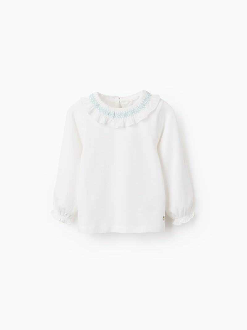 T-Shirt à Manches Longues à Volants Blanc - Kiabi