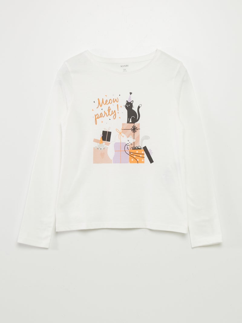 T-shirt à manches longues 'anniversaire' Blanc - Kiabi