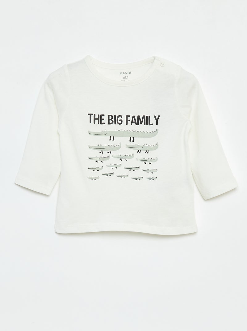 T-shirt à manches longues avec animation Blanc - Kiabi