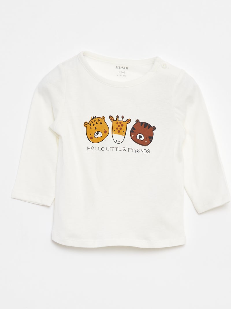 T-shirt à manches longues avec animation Blanc - Kiabi