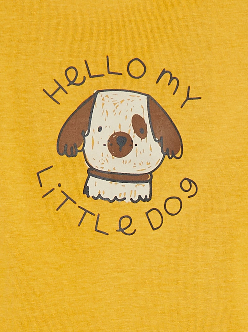 T-shirt à manches longues avec animation Jaune - Kiabi