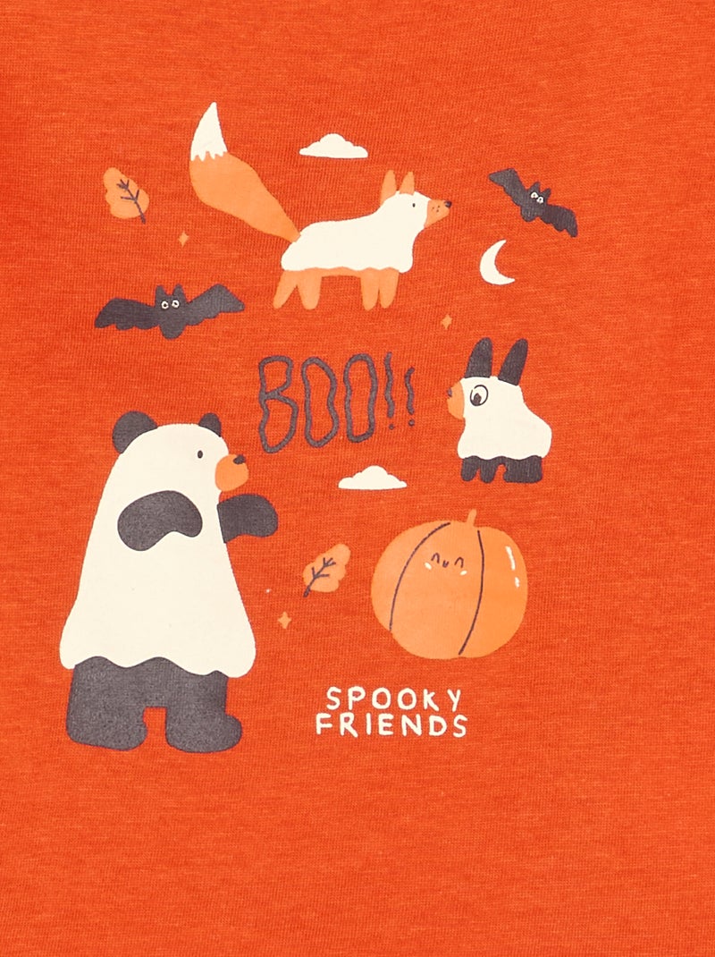 T-shirt à manches longues avec animation Orange - Kiabi