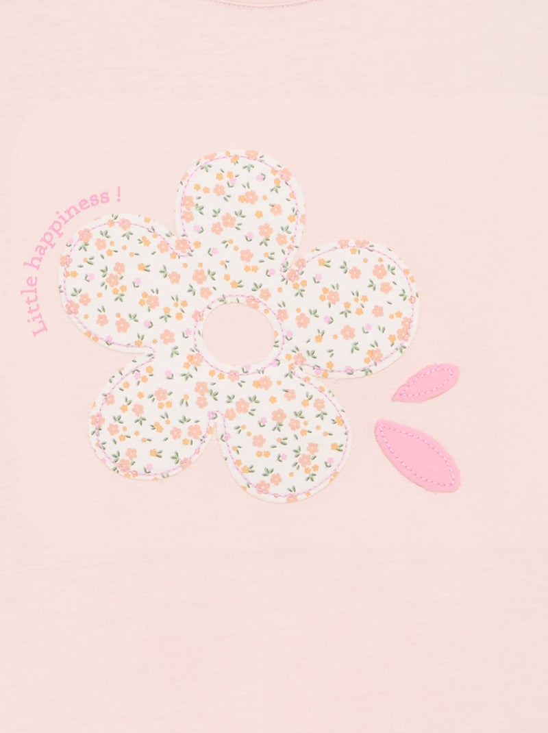 T-shirt à manches longues avec animation Rose - Kiabi