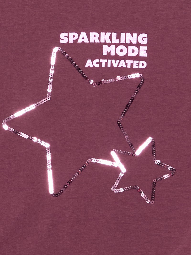T-shirt à manches longues avec animation Violet - Kiabi
