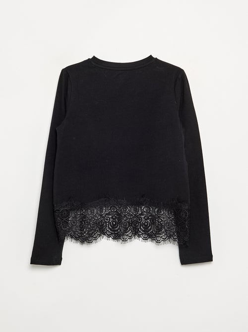T-shirt à manches longues avec bas en dentelle - Kiabi