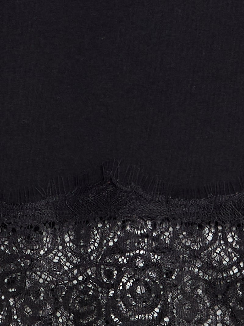 T-shirt à manches longues avec bas en dentelle Noir - Kiabi