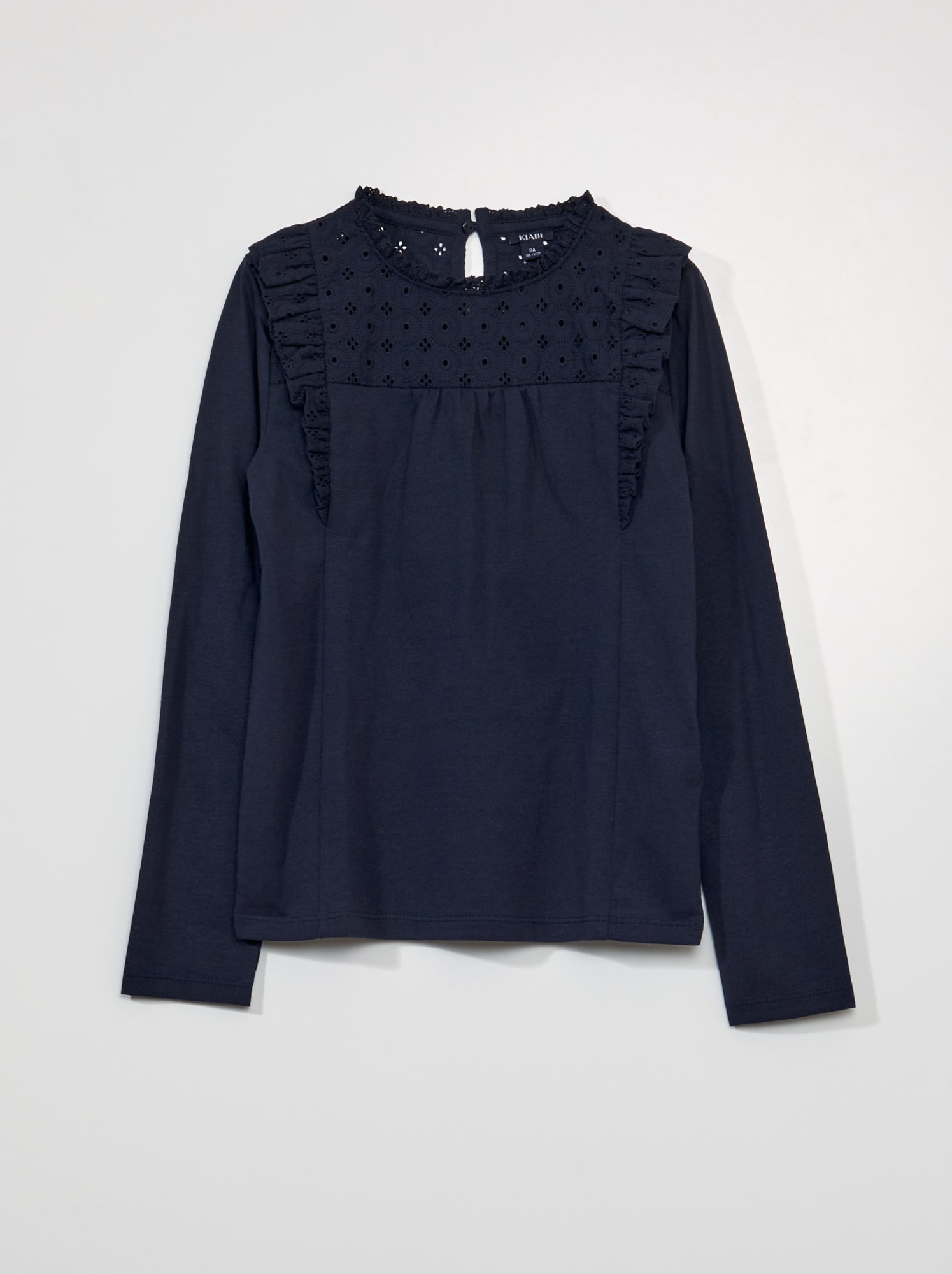 JDY - Top à manches longues et encolure bateau en broderie anglaise