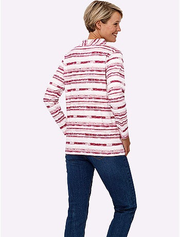 T-shirt à manches longues avec lien à nouer et rayures - taille standard - moda vilona