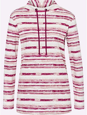 T-shirt à manches longues avec lien à nouer et rayures - taille standard - moda vilona