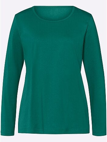 T-shirt à manches longues avec col rond et coupe simple - Taille standard - Moda Vilona