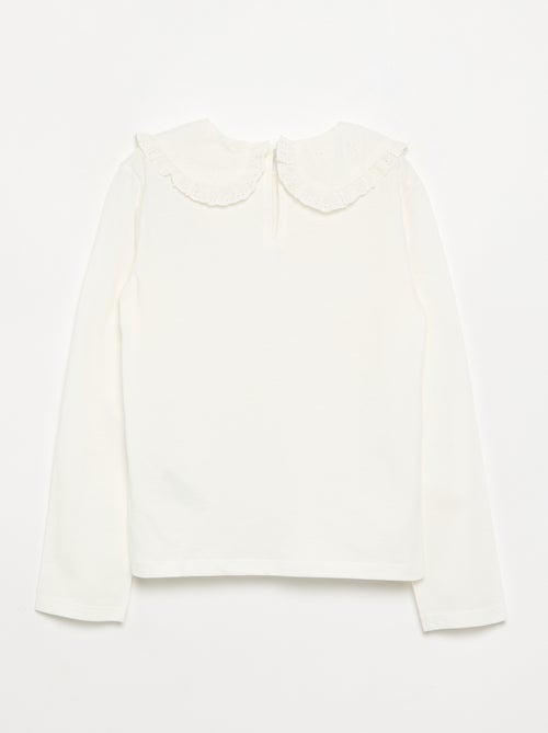 T-shirt à manches longues avec col en broderies anglaises - Kiabi T-shirt à manches longues avec col en broderies anglaises - Kiabi