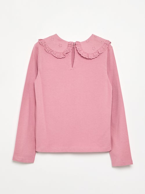 T-shirt à manches longues avec col en broderies anglaises - Kiabi T-shirt à manches longues avec col en broderies anglaises - Kiabi