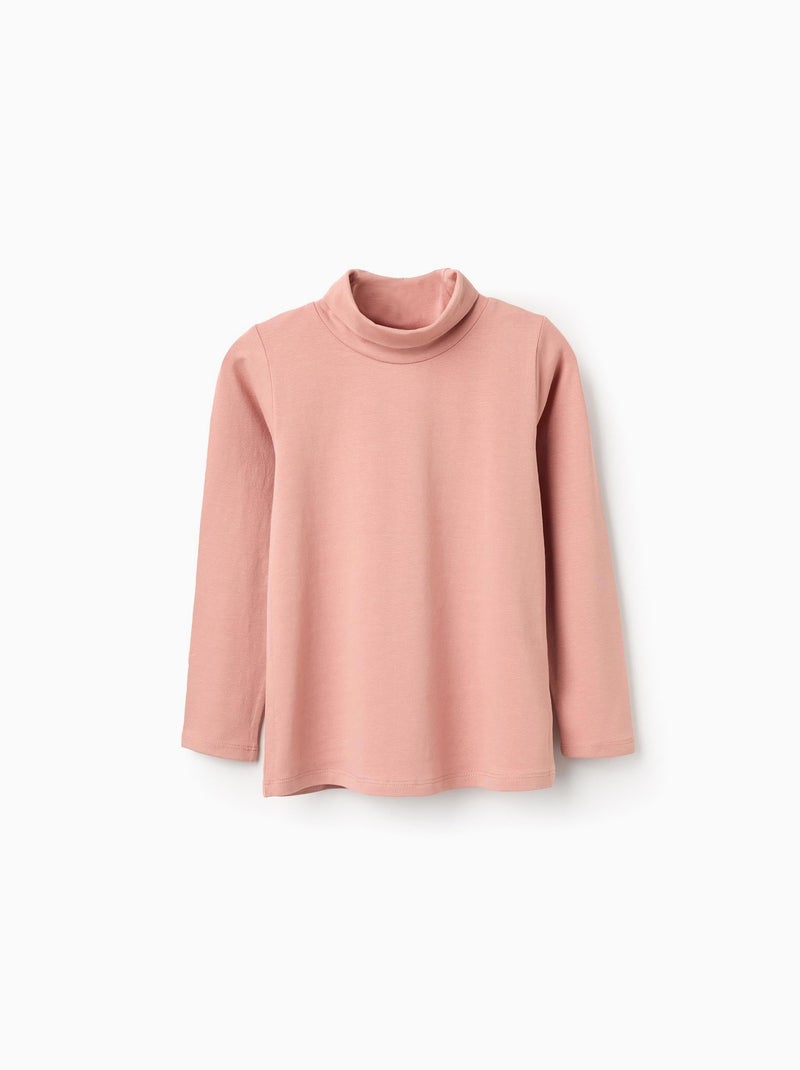T-Shirt à Manches Longues avec Col Montant Rose - Kiabi