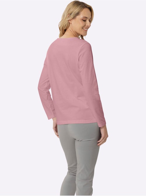 T-shirt à manches longues avec col rond en coton doux - Taille standard - Moda Vilona - Kiabi T-shirt à manches longues avec col rond en coton doux - Taille standard - Moda Vilona - Kiabi